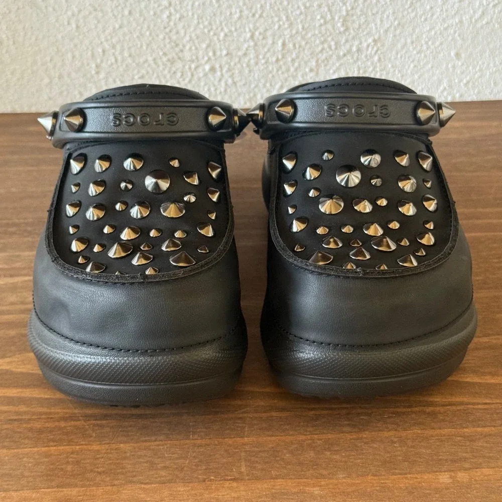 Crocs Bae Platform Studded Clogs Black Metal Spike Goth Emo Womens Size 5